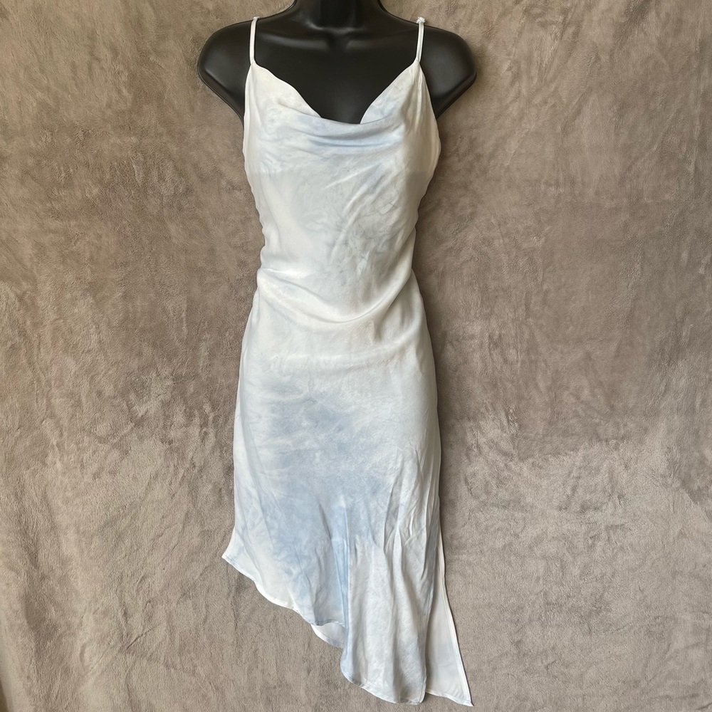 Watercolor Blue and White Midi Slip Dress